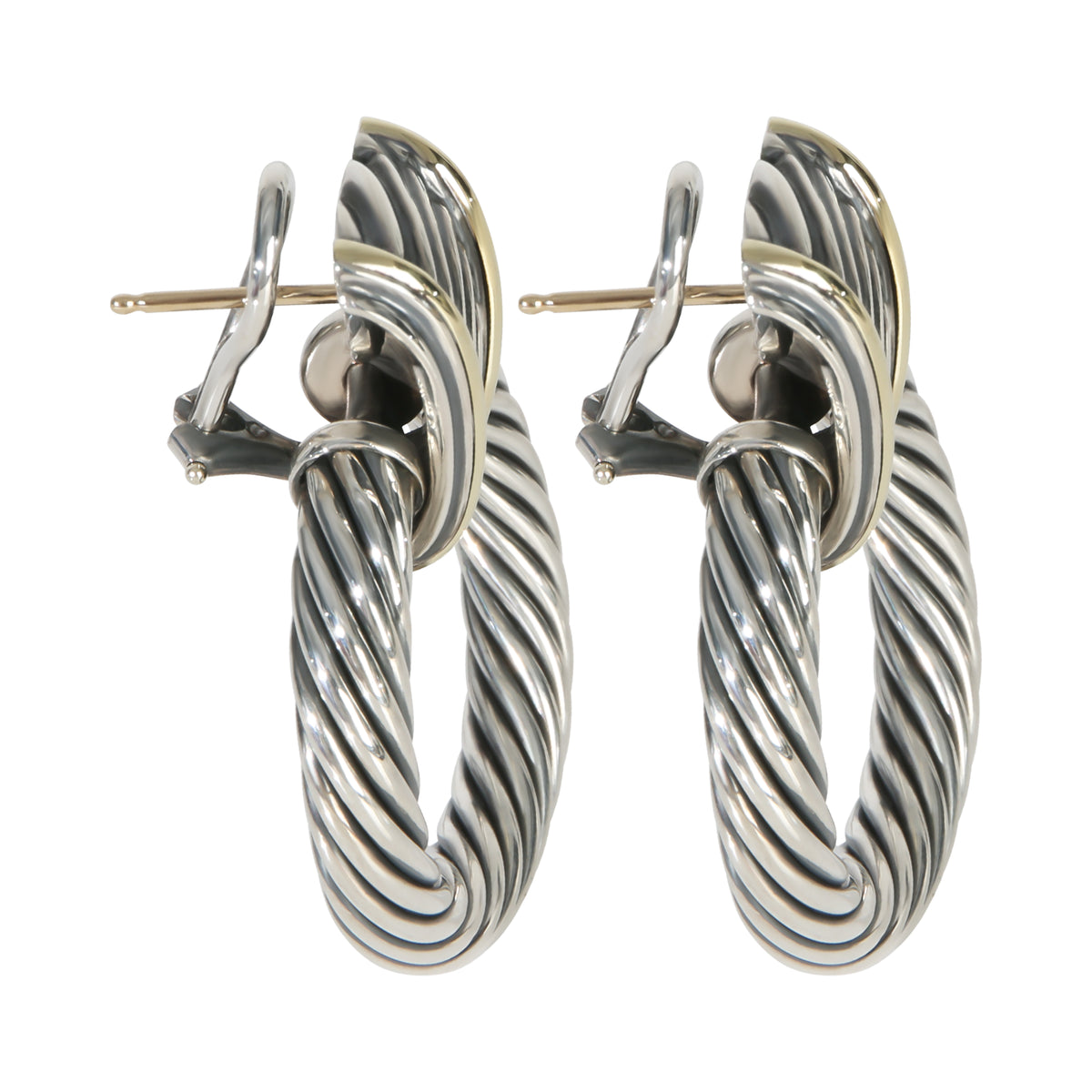 David Yurman Yellow Gold & Sterling Silver  Thoroughbred Earrings sv
