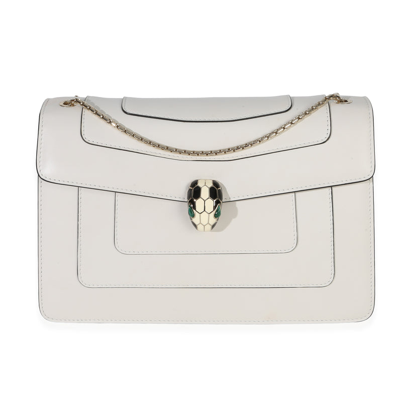 BVLGARI Bvlgari White Smooth Calfskin Serpenti Forever Shoulder Bag Handbag id