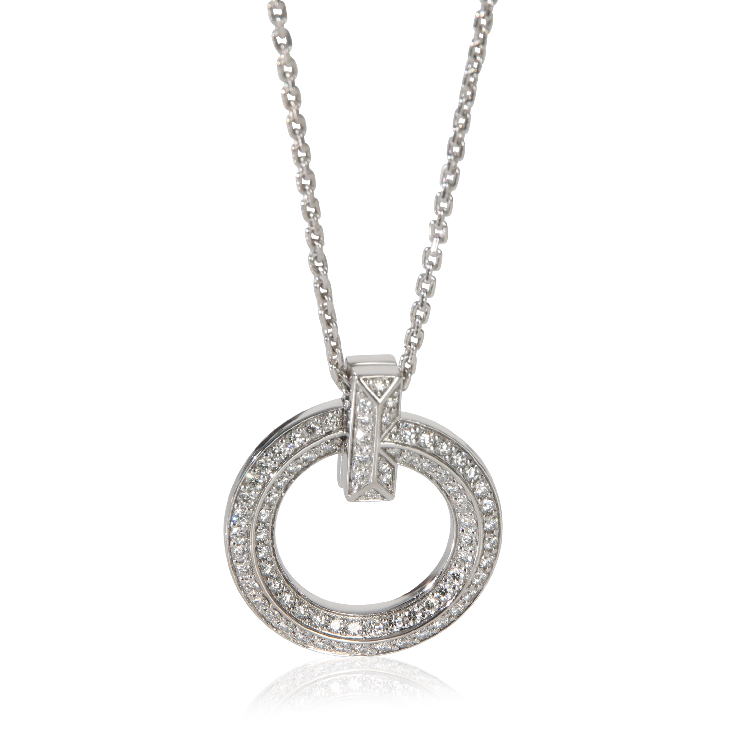 Tiffany & Co. White Gold Diamond Tiffany T T1 Circle Pendant fv
