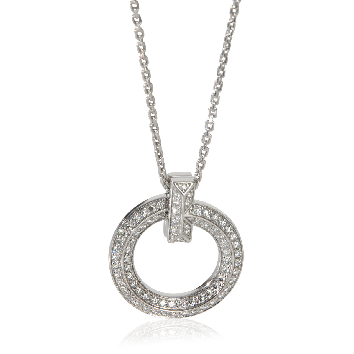 Tiffany & Co. White Gold Diamond Tiffany T T1 Circle Pendant fv