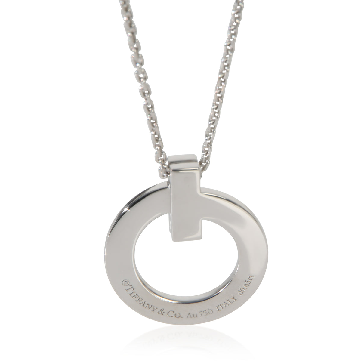 Tiffany & Co. White Gold Diamond Tiffany T T1 Circle Pendant av