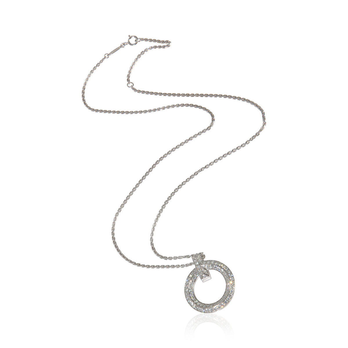 Tiffany & Co. White Gold Diamond Tiffany T T1 Circle Pendant pv