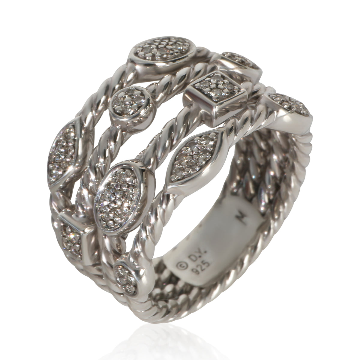 David Yurman Sterling Silver Diamond Confetti Ring bv