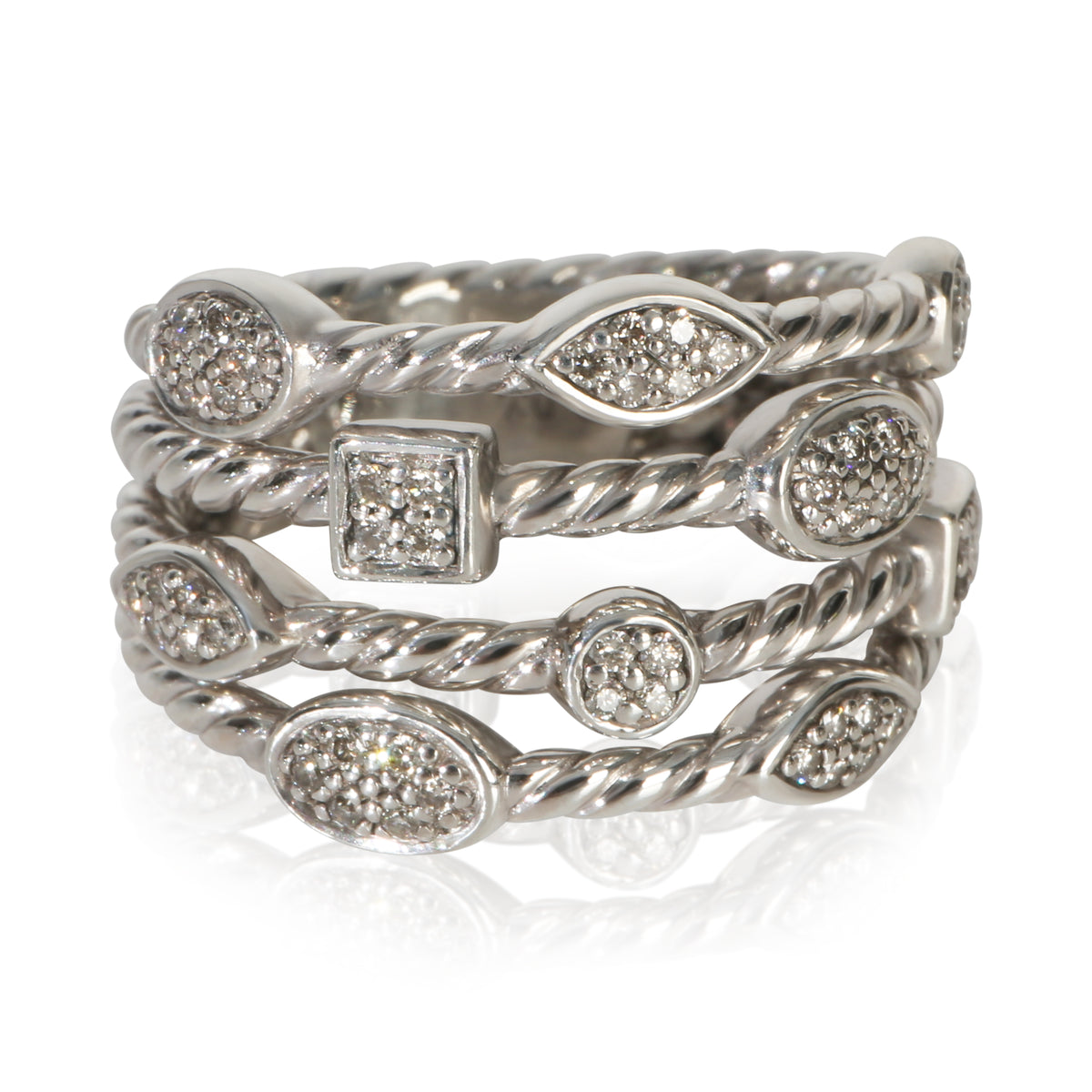 David Yurman Sterling Silver Diamond Confetti Ring fv