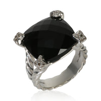 David Yurman Sterling Silver Onyx and Diamond On Point Ring bv