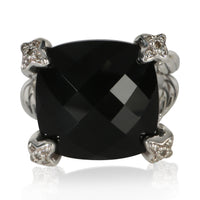 David Yurman Sterling Silver Onyx and Diamond On Point Ring fv