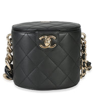 Chanel Black Quilted Lambskin Resin Elegant Chain Vanity Case Handbag id