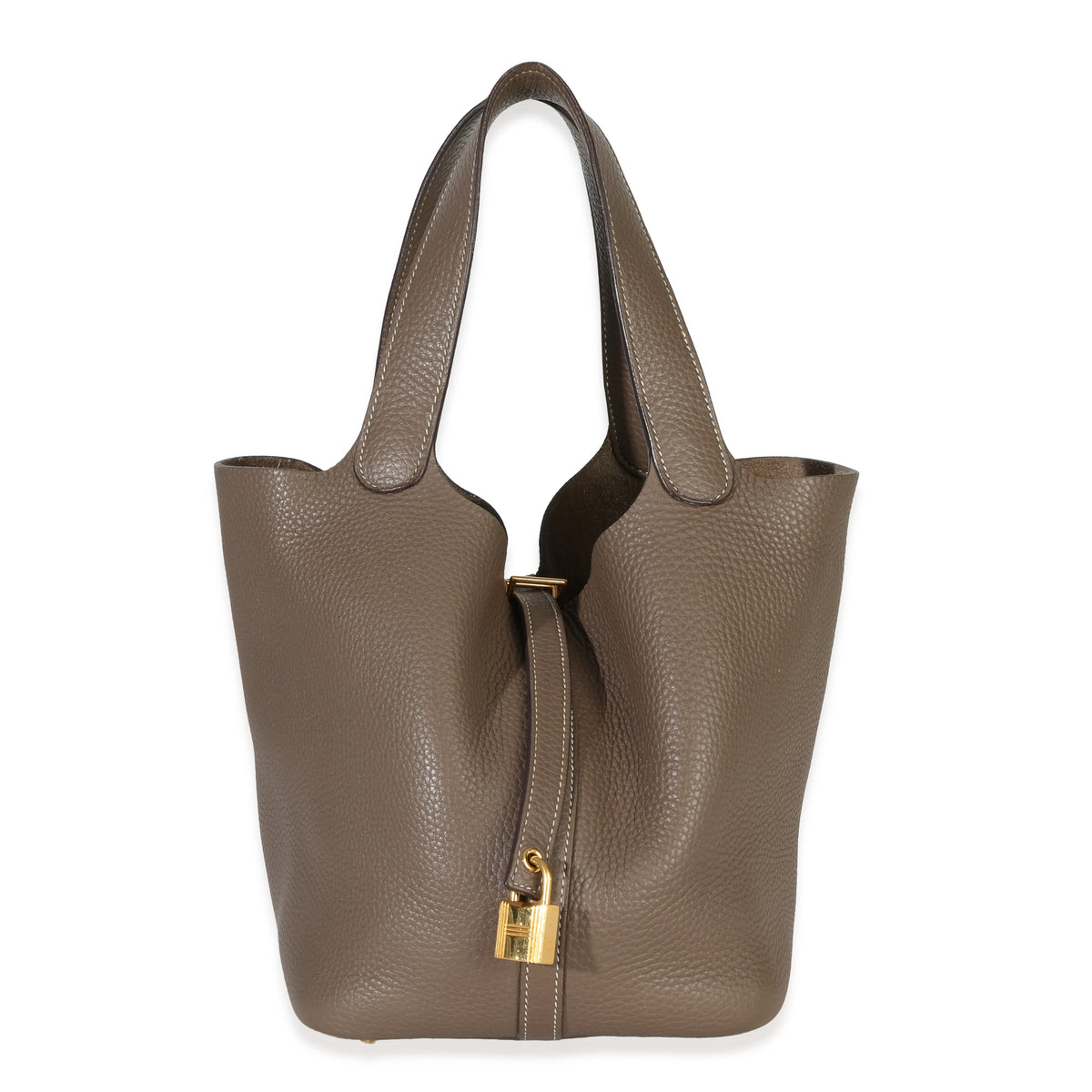 Hermès Etoupe Clemence Picotin Lock 22 GHW Handbag fv