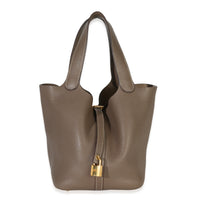 Hermès Etoupe Clemence Picotin Lock 22 GHW Handbag fv