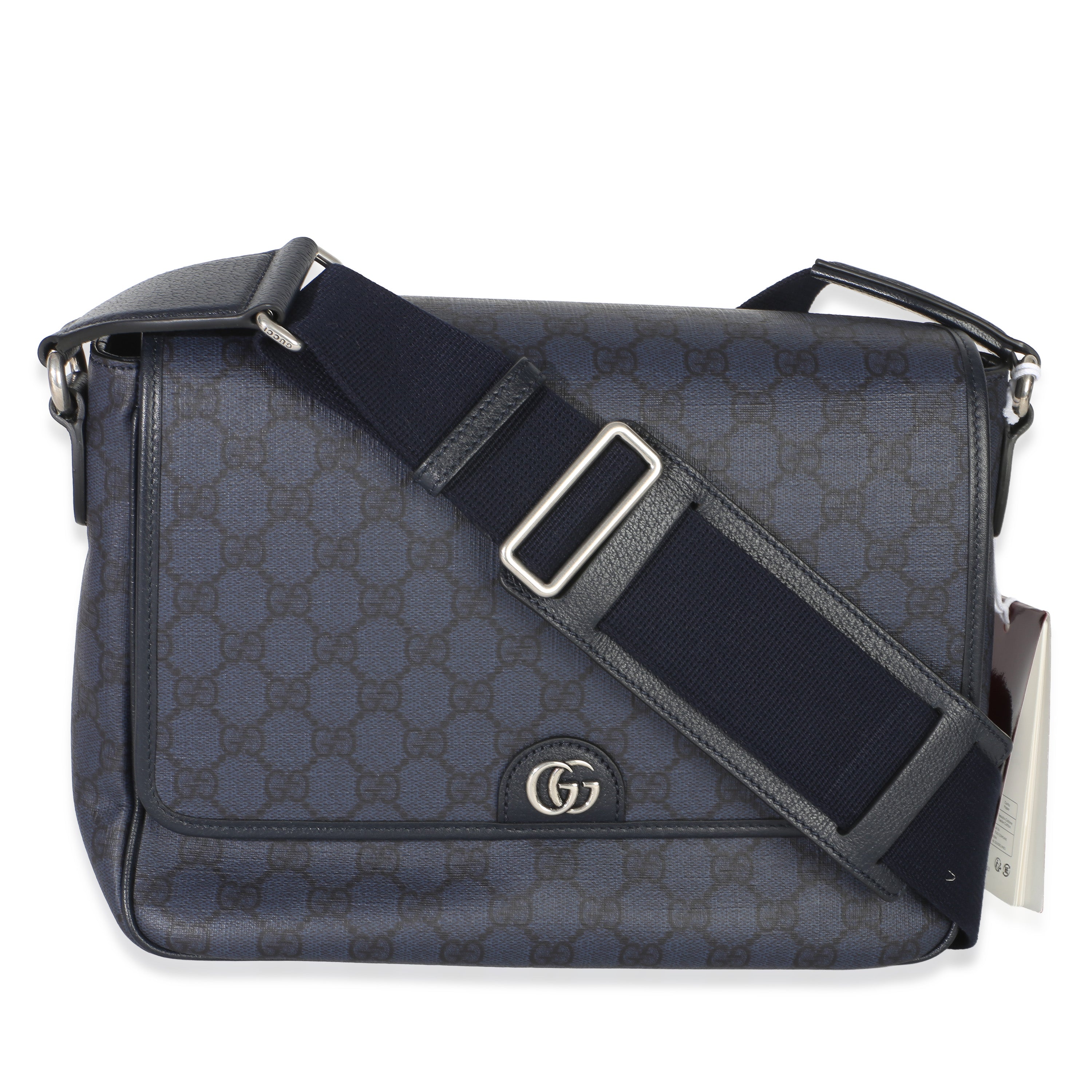 Gucci Blue Black Tender GG Supreme Dollar Calfskin Ophidia Messenger Bag Handbag id