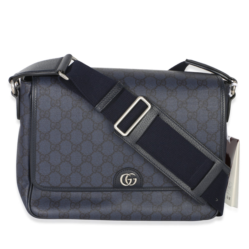 Gucci Blue Black Tender GG Supreme Dollar Calfskin Ophidia Messenger Bag Handbag id