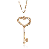 Tiffany & Co. Rose Gold Diamond Heart Key Pendant fv