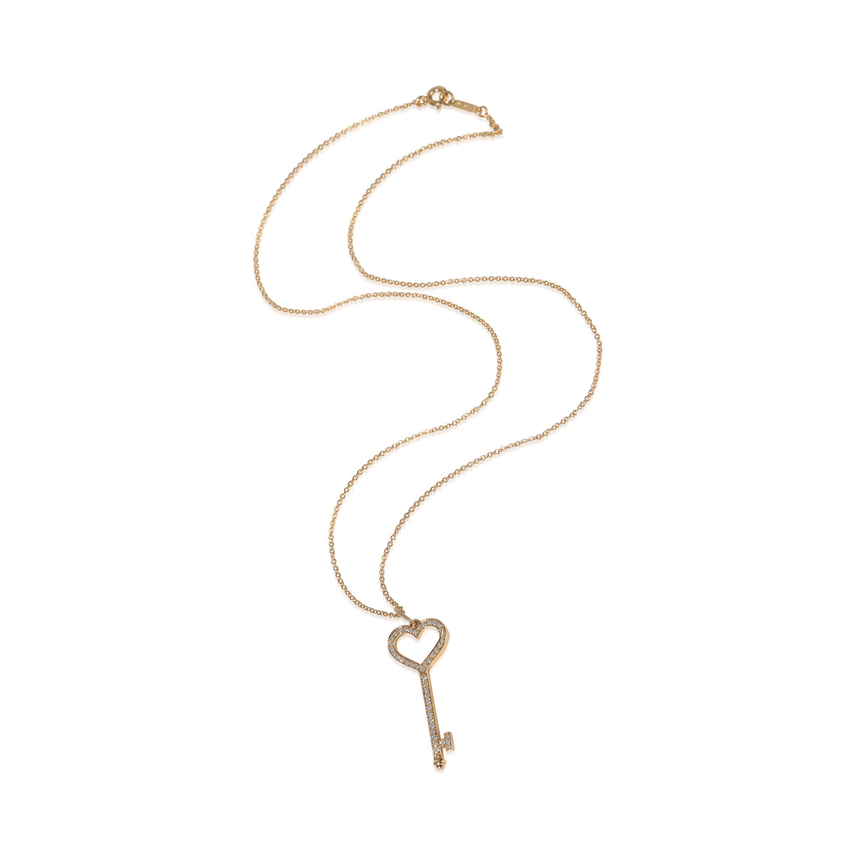 Tiffany & Co. Rose Gold Diamond Heart Key Pendant pv