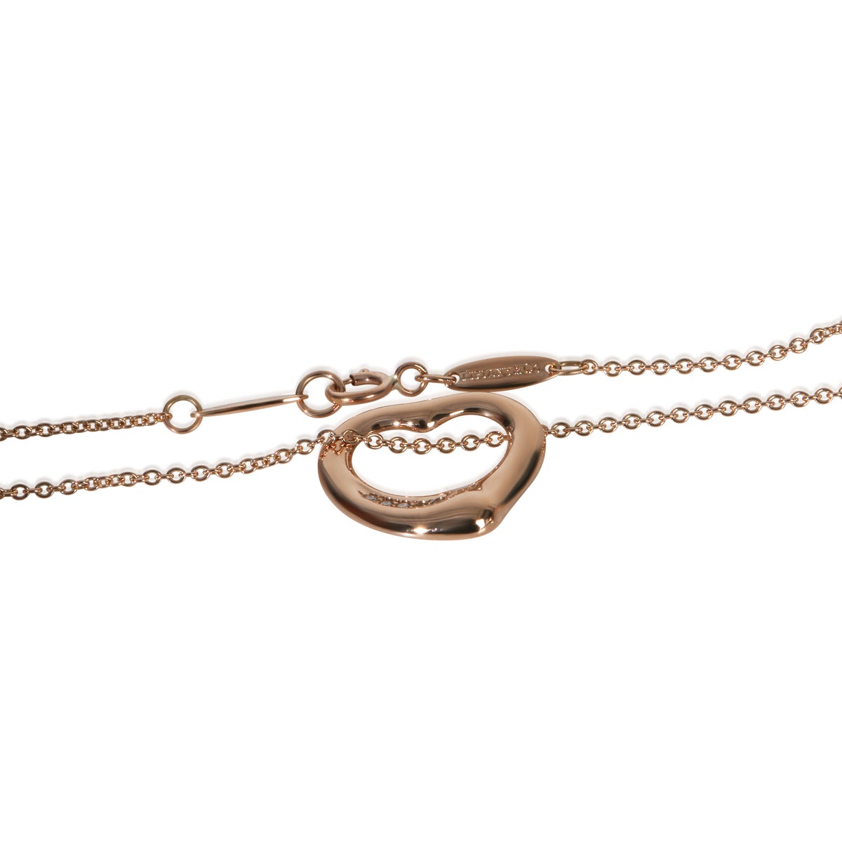 Tiffany & Co. Rose Gold Diamond Elsa Peretti Open Heart Pendant pv