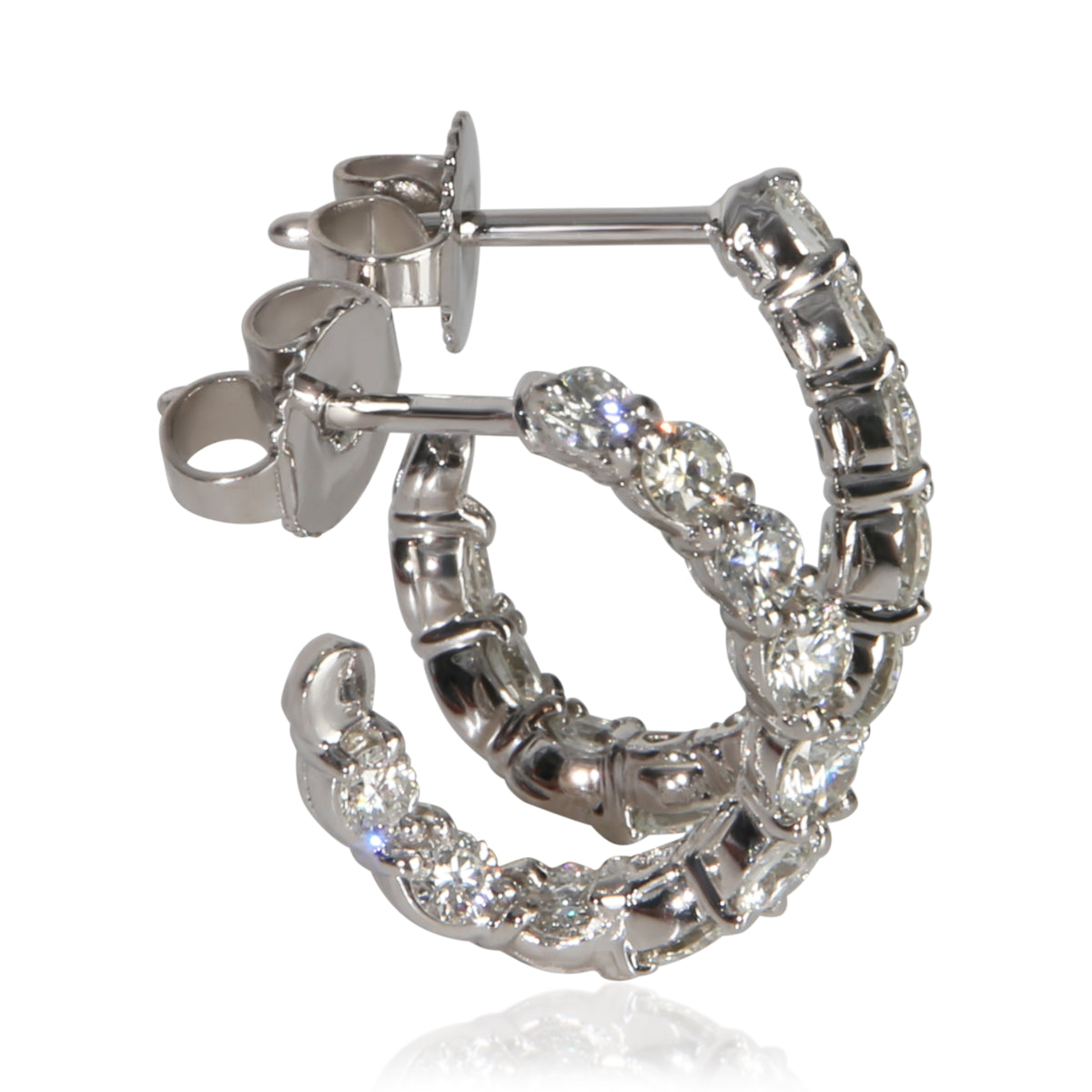 Tiffany & Co. Platinum Diamond Inside Out Hoop Earrings sv