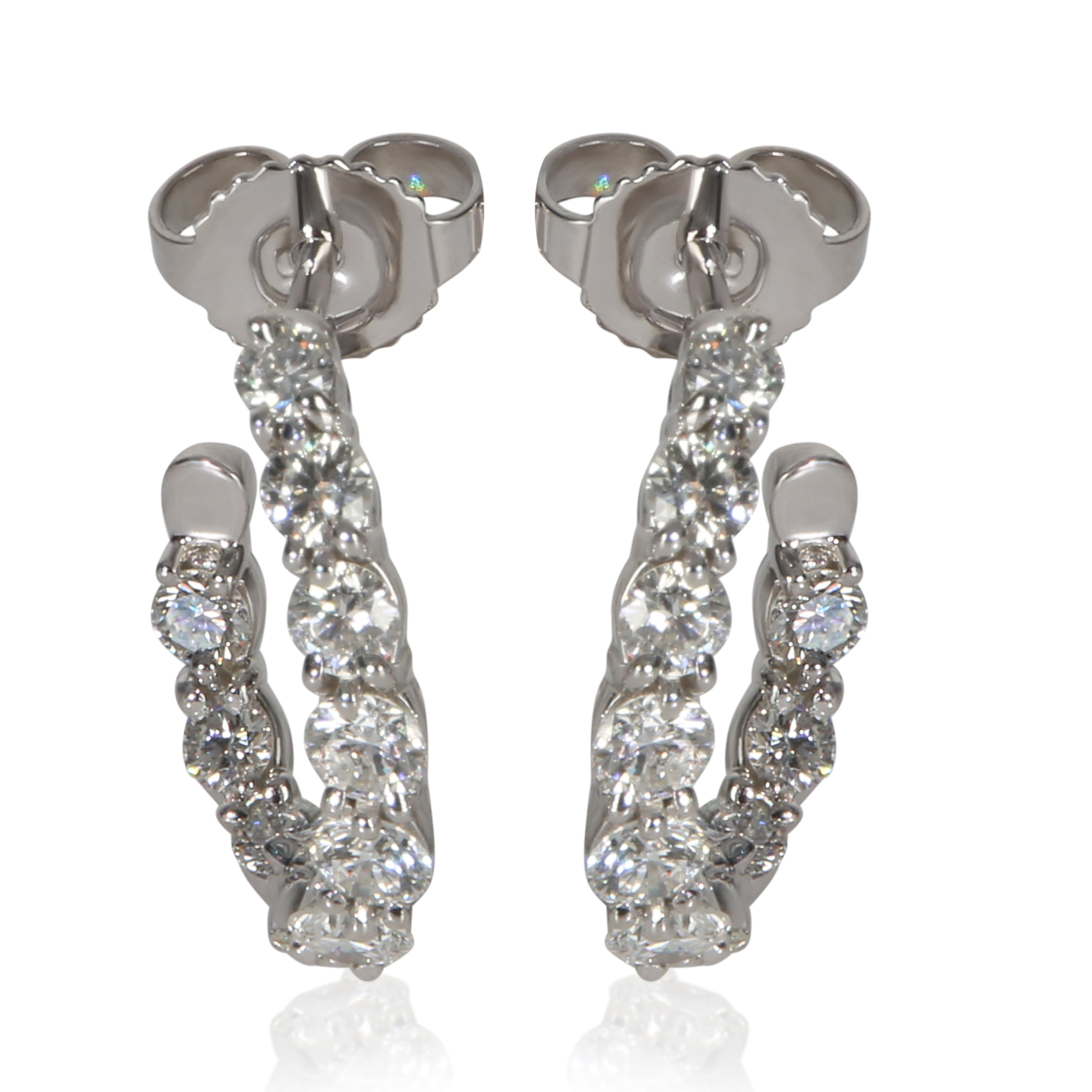 Tiffany & Co. Platinum Diamond Inside Out Hoop Earrings fv