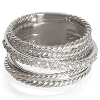 David Yurman Sterling Silver Diamond Crossover Ring fv