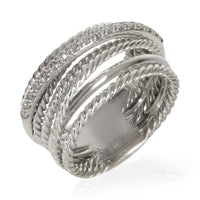 David Yurman Sterling Silver Diamond Crossover Ring pv