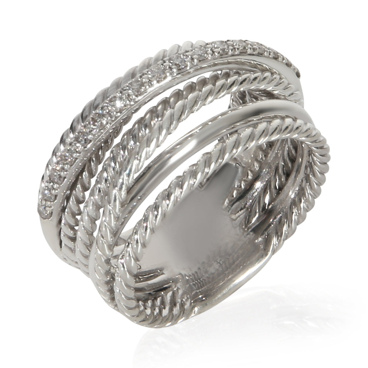 David Yurman Sterling Silver Diamond Crossover Ring pv