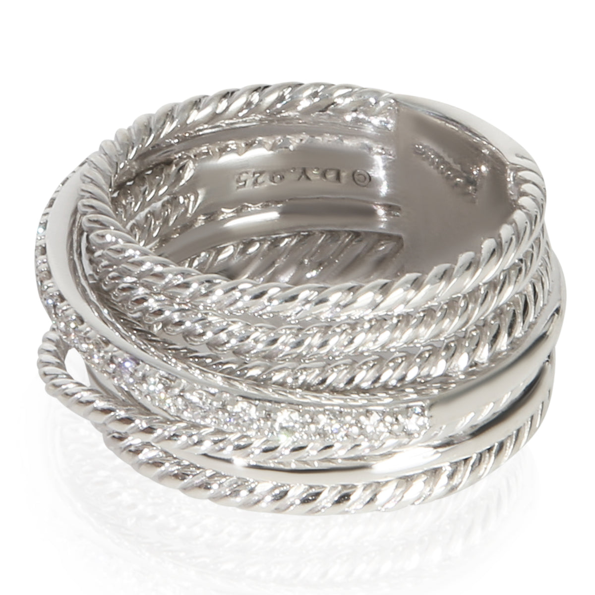 David Yurman Sterling Silver Diamond Crossover Ring sv