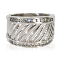 David Yurman Sterling Silver Diamond Cigar Ring fv