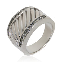 David Yurman Sterling Silver Diamond Cigar Ring pv
