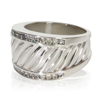 David Yurman Sterling Silver Diamond Cigar Ring sv