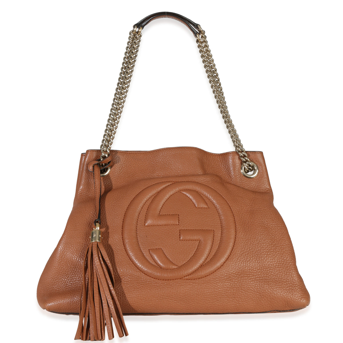 Gucci Brown Pebbled Calfskin Medium Soho Chain Tote Handbag id