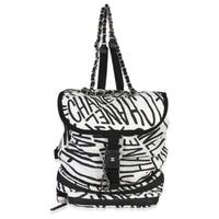 Chanel White Black Nylon Printed Coco Neige Backpack Handbag id