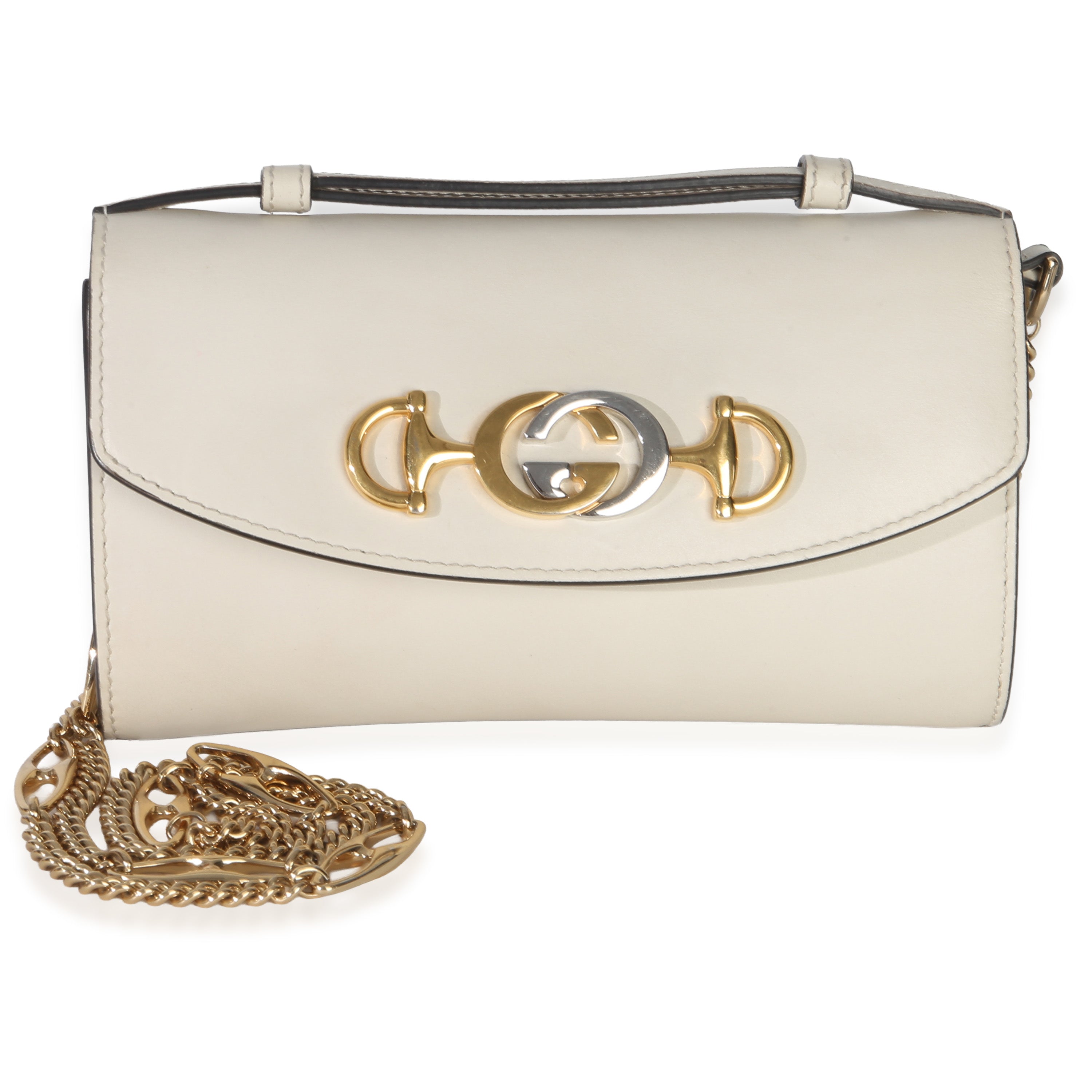 Gucci Cream Smooth Calfskin Mini Zumi Chain Shoulder Bag Handbag id