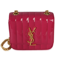 Saint Laurent Pink Patent Matelasse Monogram Small Vicky Chain Bag Handbag fv