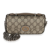 Gucci Beige Ebony GG Supreme Senna Petite GG Top Handle Chain Shoulder Bag Handbag id