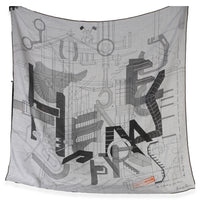 Hermès Mens Gris Chine Permis De Constructruir Silk Cashmere Scarf 100 id