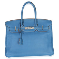 Hermès Eclat Mykonos Blanc Clemence Birkin 35 PHW Handbag id