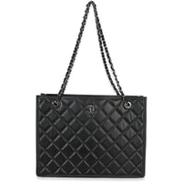 Chanel Black Quilted Caviar CC Shopping Tote Handbag id