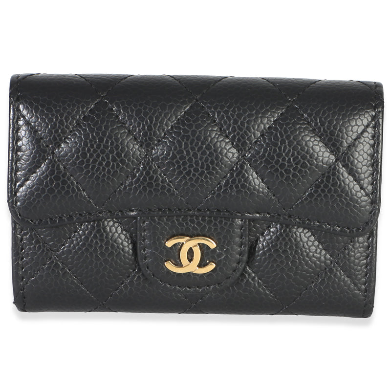 Chanel Black Quilted Caviar Flap Card Holder Wallet Wallet id