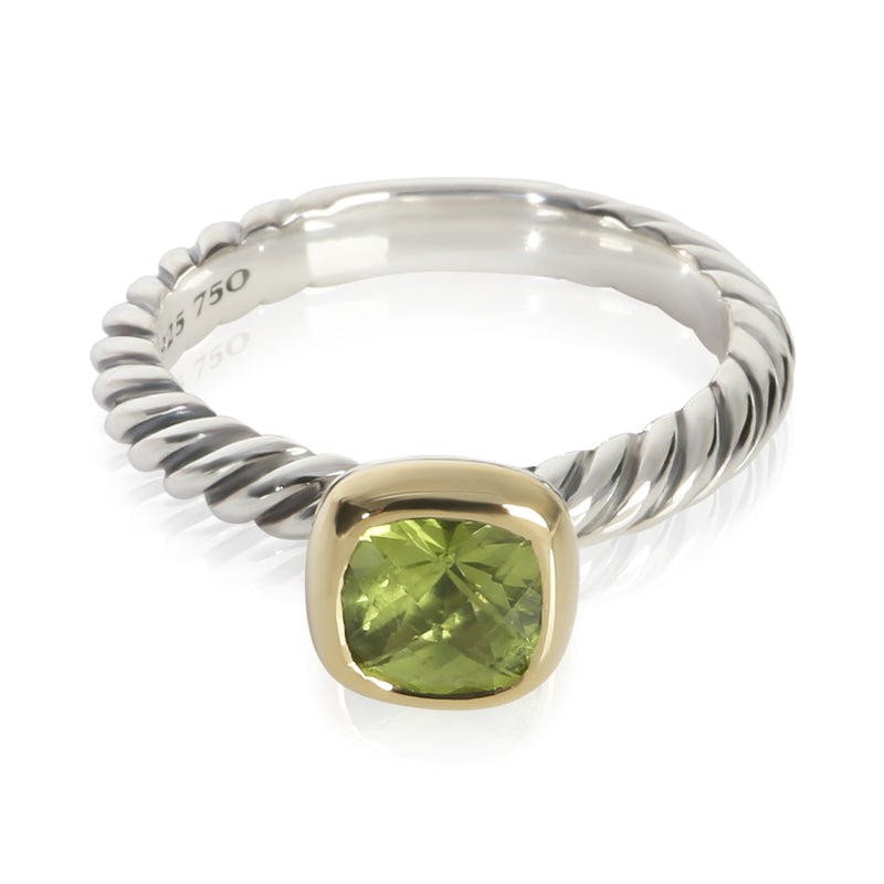 David Yurman Yellow Gold & Sterling Silver Peridot Noblesse Ring fv
