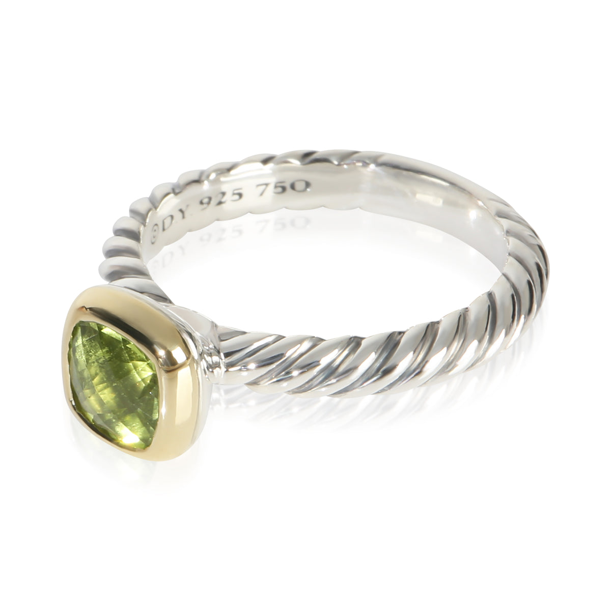 David Yurman Yellow Gold & Sterling Silver Peridot Noblesse Ring sv