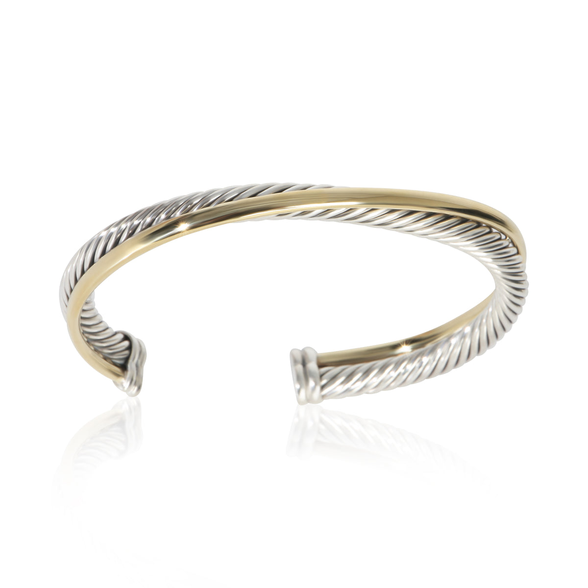 David Yurman 1/4 Yellow Gold & Sterling Silver Crossover Bracelet bv