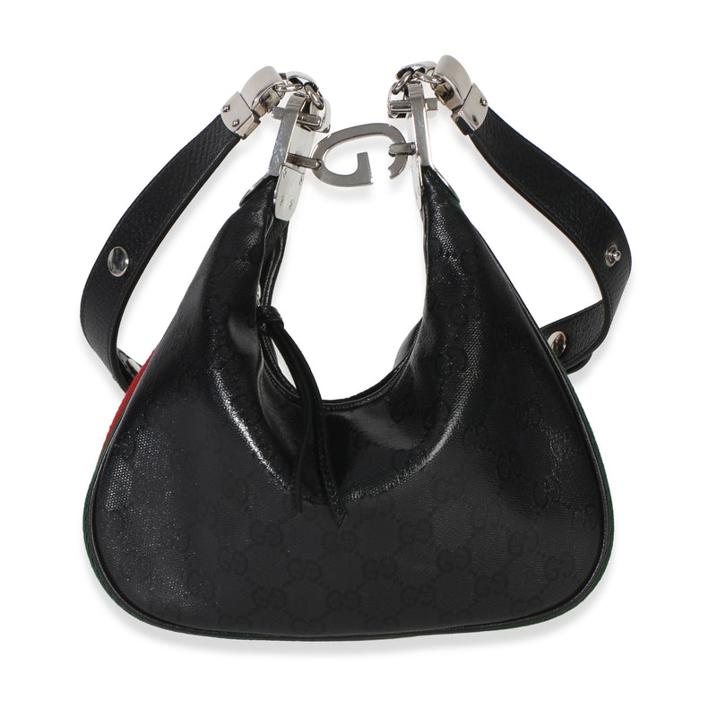 Gucci Black GG Crystal Coated Canvas Small Attache Crossbody Bag Handbag id