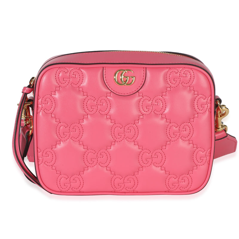 Gucci Pink GG Stitched Calfskin Matelasse Small Crossbody Bag Handbag id
