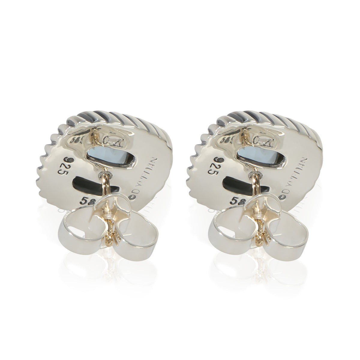 David Yurman Yellow Gold & Sterling Silver Topaz Albion Earrings pv