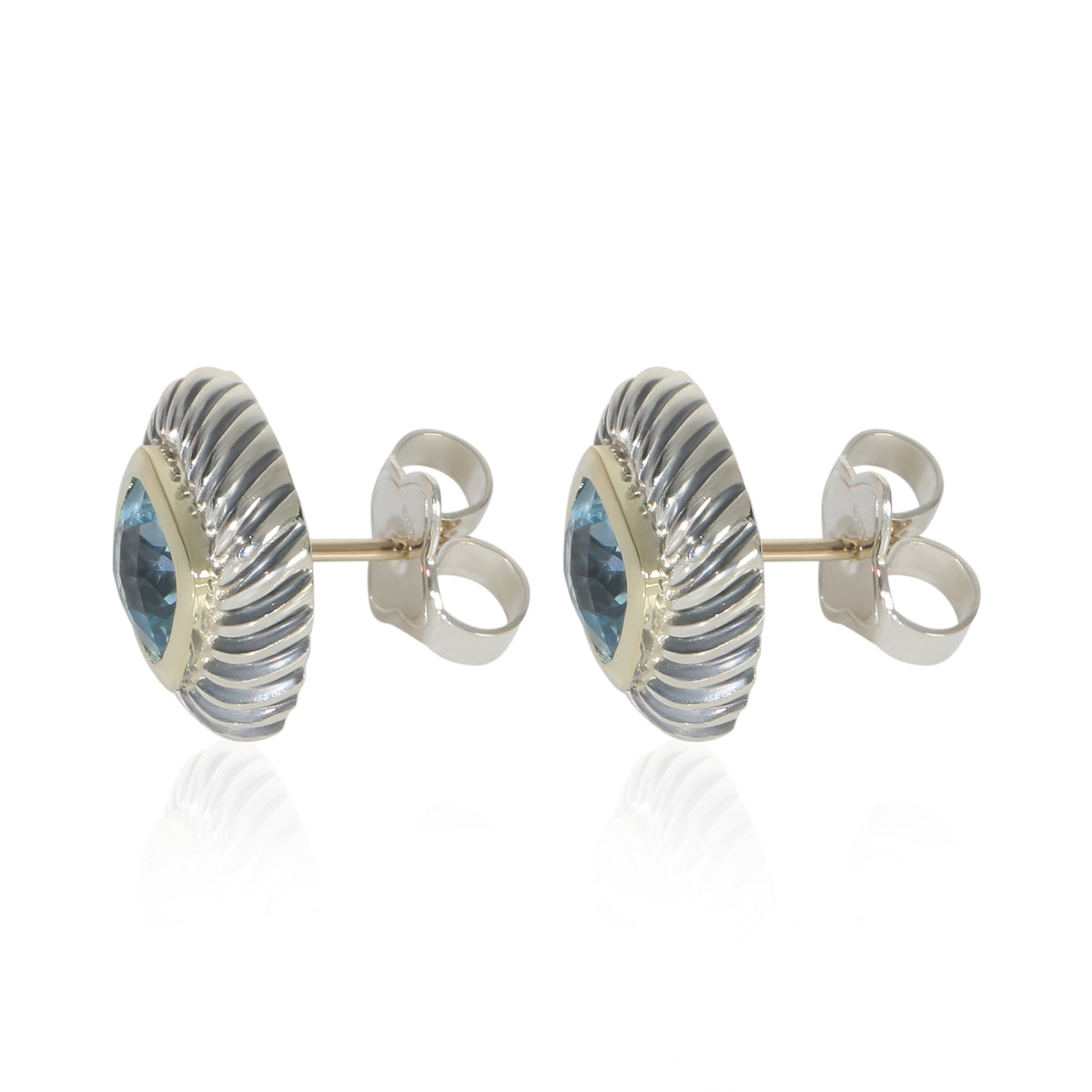 David Yurman Yellow Gold & Sterling Silver Topaz Albion Earrings sv