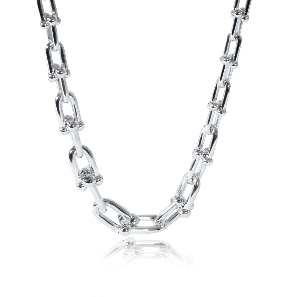 Tiffany & Co. Sterling Silver Graduating HardWear Link Necklace fv