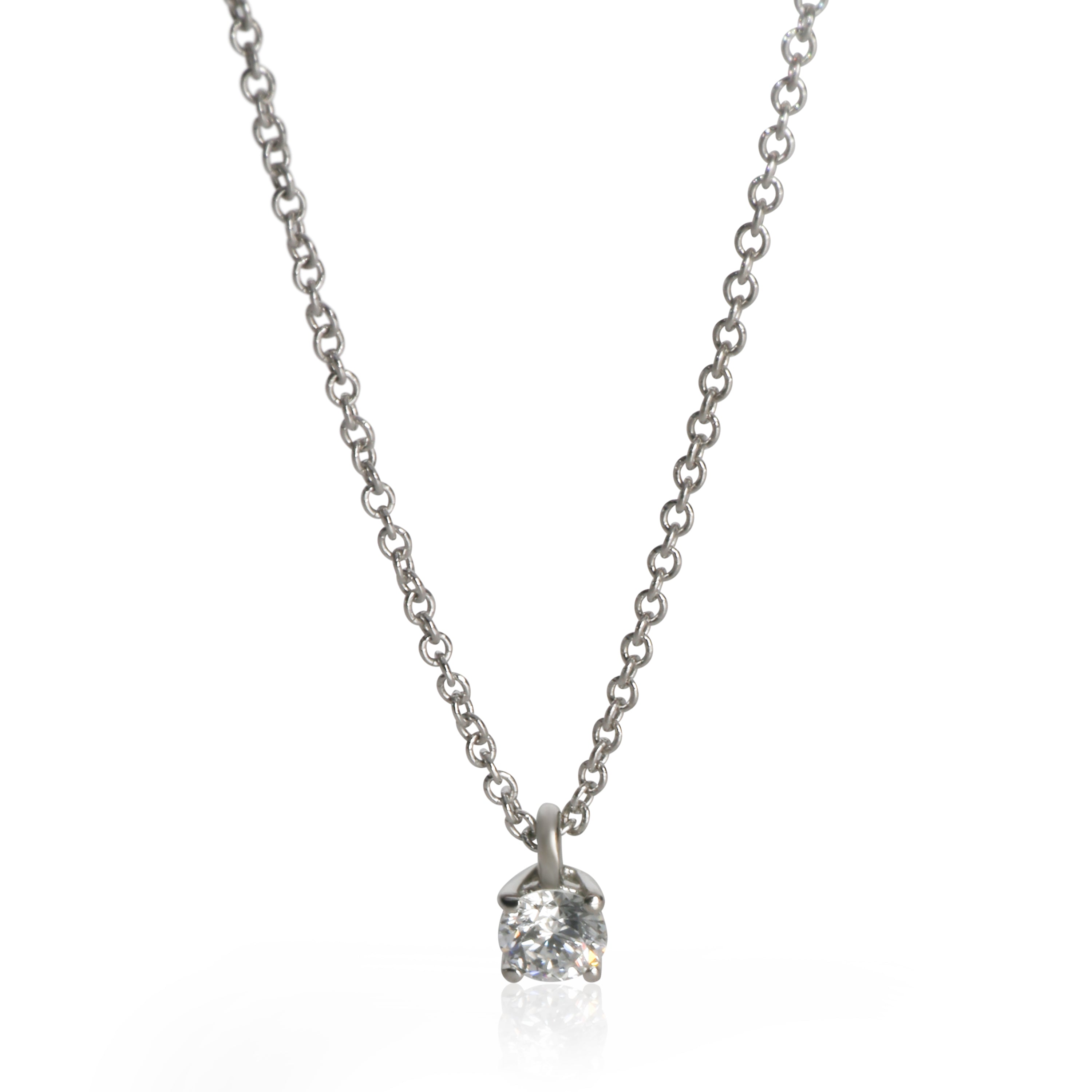 Tiffany & Co. Platinum Diamond Solitaire Pendant fv