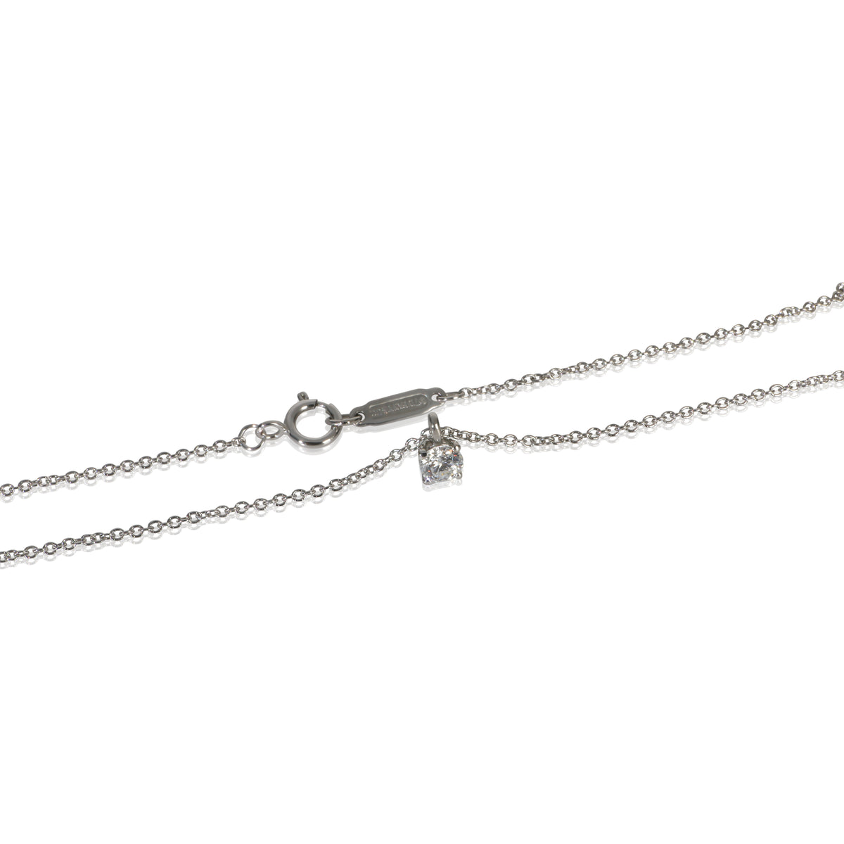Tiffany & Co. Platinum Diamond Solitaire Pendant sv