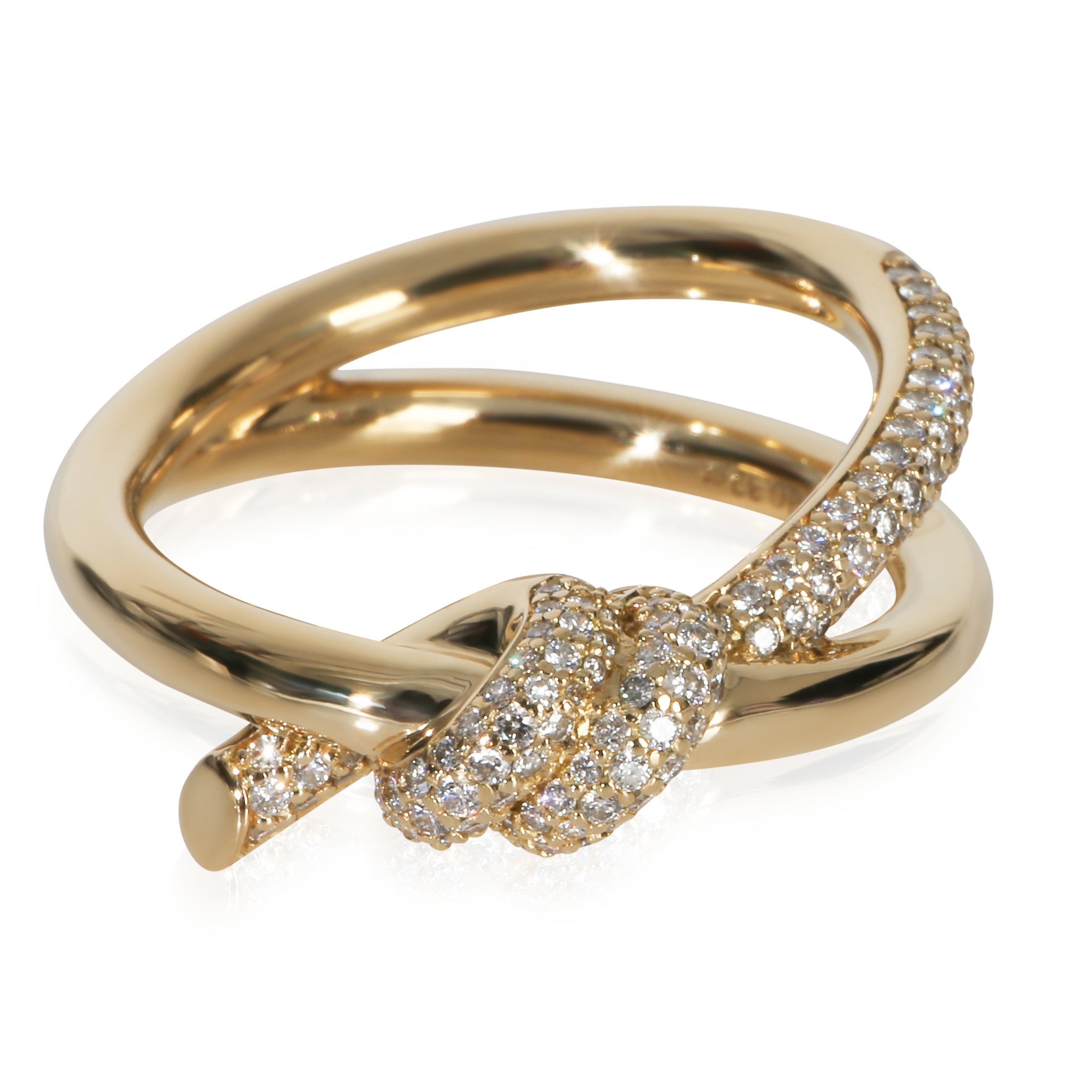 Tiffany & Co. Yellow Gold Diamond Double Row Knot Ring fv