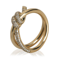 Tiffany & Co. Yellow Gold Diamond Double Row Knot Ring stamp