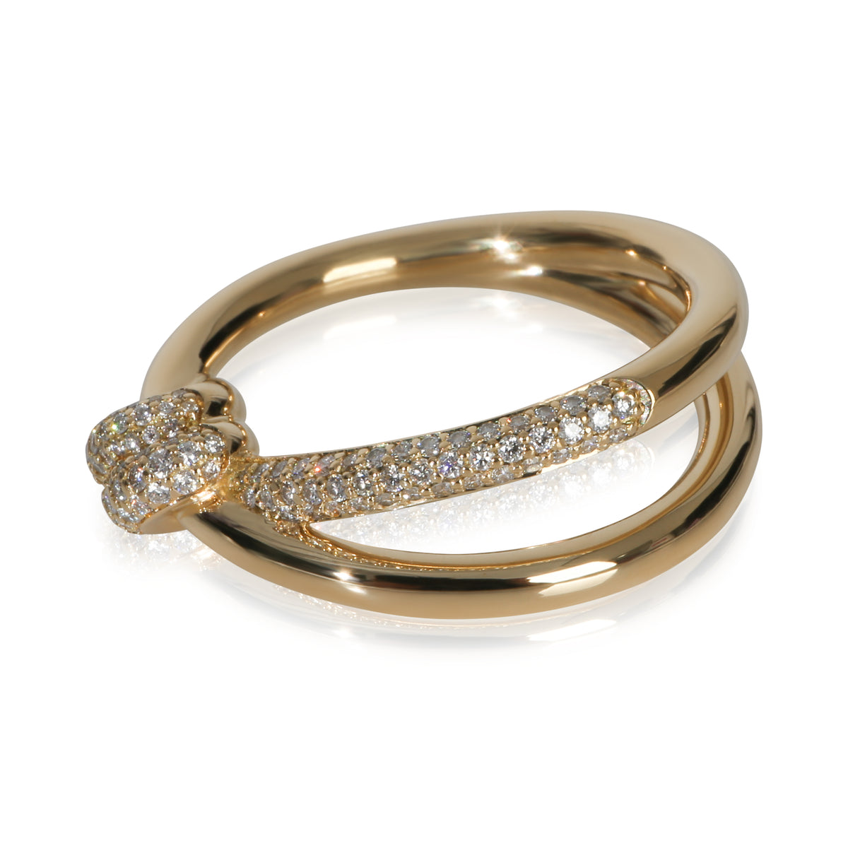 Tiffany & Co. Yellow Gold Diamond Double Row Knot Ring sv