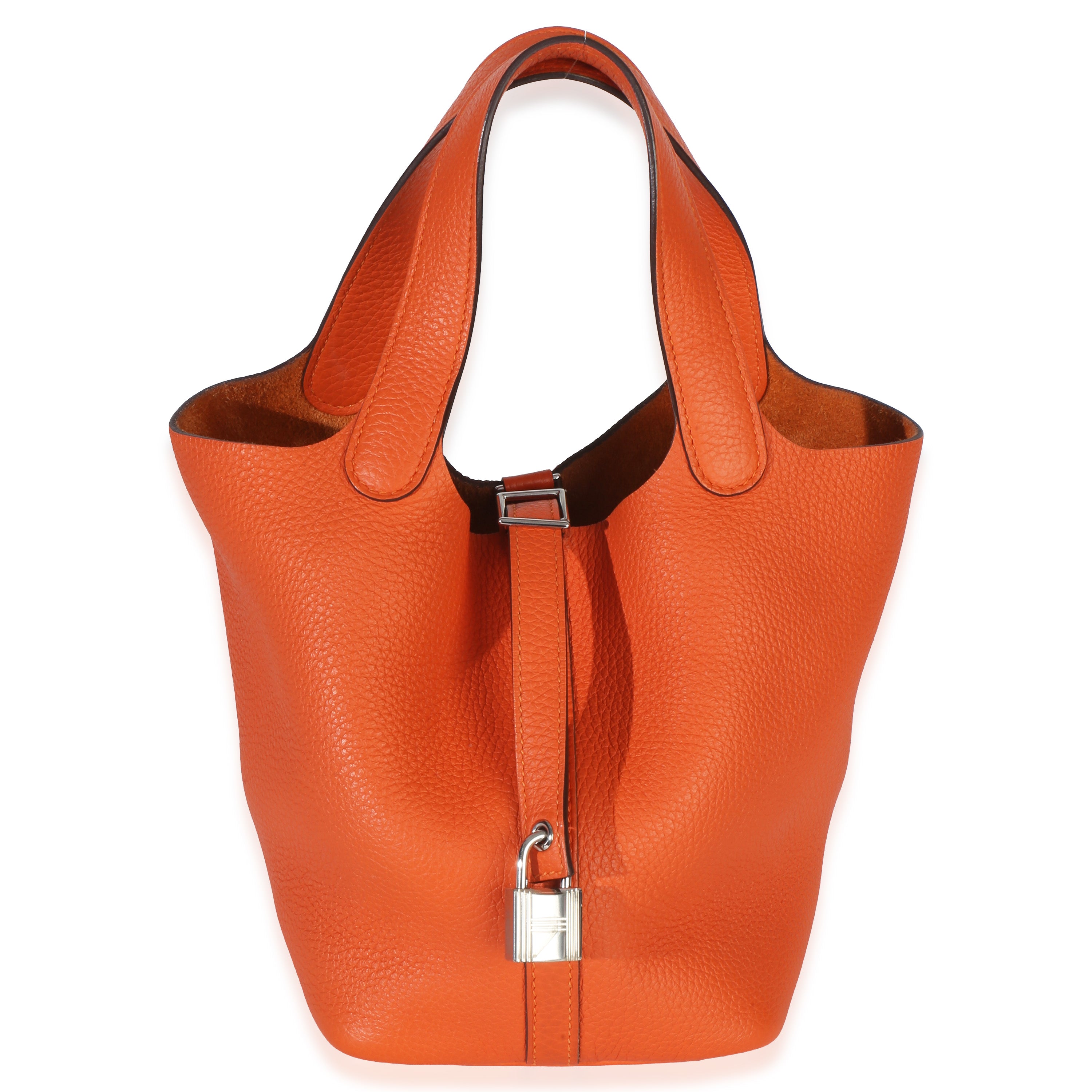 Hermès Orange H Clemence Picotin Lock 18 PHW Handbag id